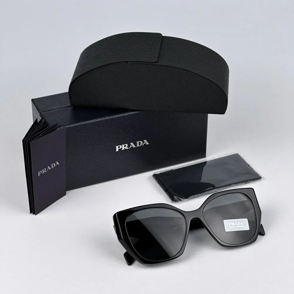 NEW Prada PR19ZS 1AB5S0 Black Dark Grey Women Cat Eye Sunglasses PR 19ZS
